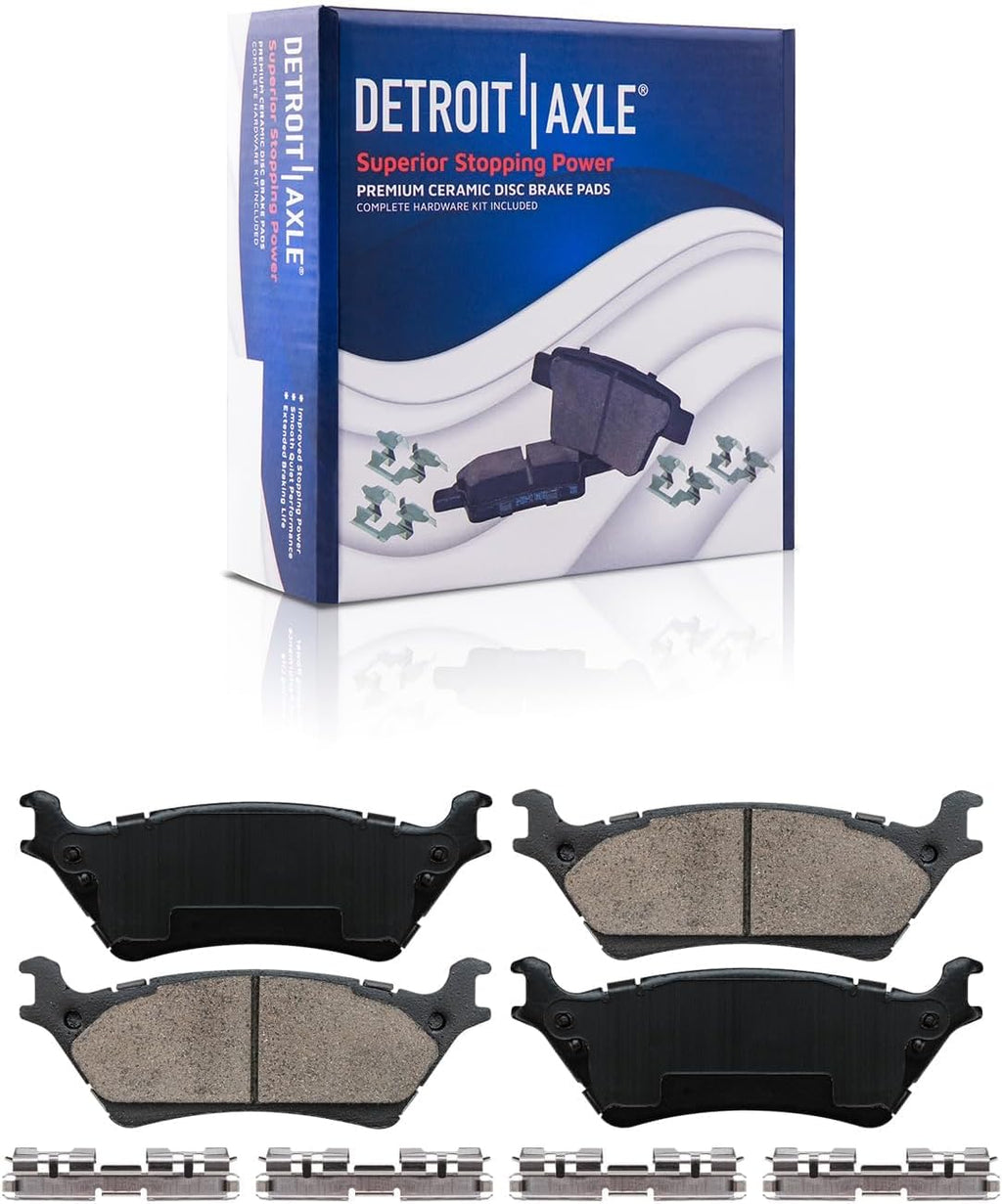 Detroit Axle - Brake Kit for 2012 2013 2014 Ford F-150 [7 Lug Wheels], Drilled and Slotted Disc Brake Rotors Ceramic Brakes Pads with Hardware Replacement : 13.78' inch Front & 13.70' inch Rear Rotor
