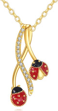 KECHO 14k Gold Ladybug Pendant Necklace for Women, Cute Insect Jewelry Real Gold, Delicate Fine Necklaces