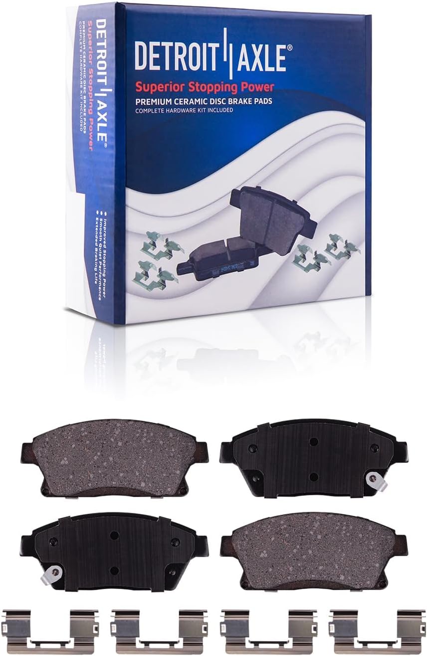 Detroit Axle - Brake Kit for 2013-2019 Cadillac ATS, Disc Brake Rotors Ceramic Brakes Pads with Hardware 2014 2015 2016 2017 2018 Replacement: 11.81' inch Front and 12.40' inch Rear Rotor