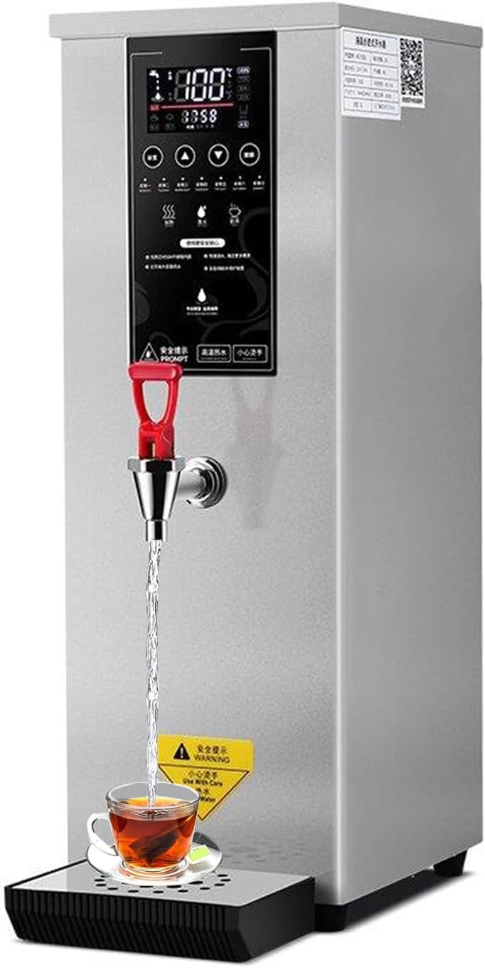 Commercial Hot Water Dispenser Eletric Water Boiler Automatic 3000W Heating for Tea Coffee Shop, Restaurant, Home, Office, 25L, 60-100°C Temperature Adjustment,Silver