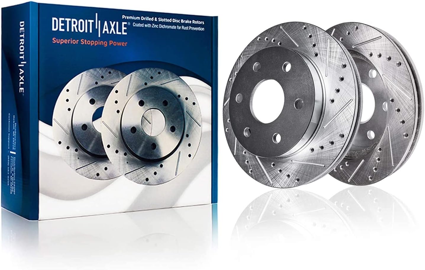 Detroit Axle - Front Brake Kit for Ford 10-21 Expedition, 10-11 F-150, 10-21 Lincoln Navigator, Drilled Brake Rotors Brake Caliper Ceramic Brakes Pads Replacement [13.78 inch Rotors]