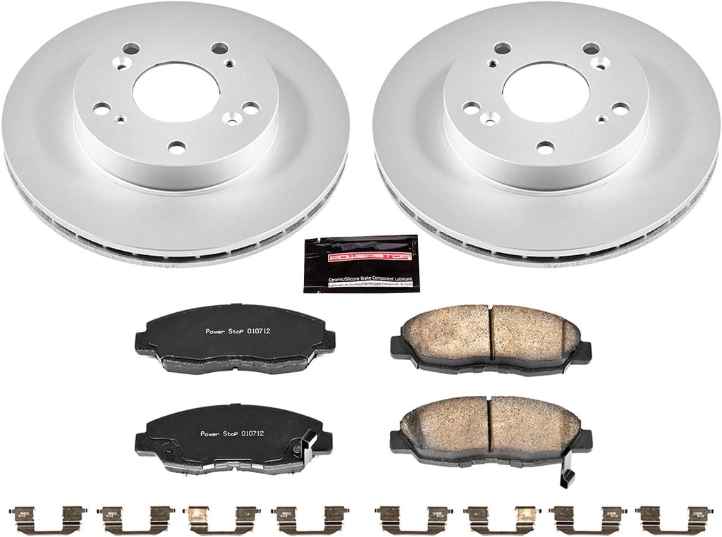 PowerStop Front Brake Kit for Honda Civic 2006-11 - Fully-Coated Disc Rotors with Z17 Ceramic Brake Pads Replacement, CRK2384