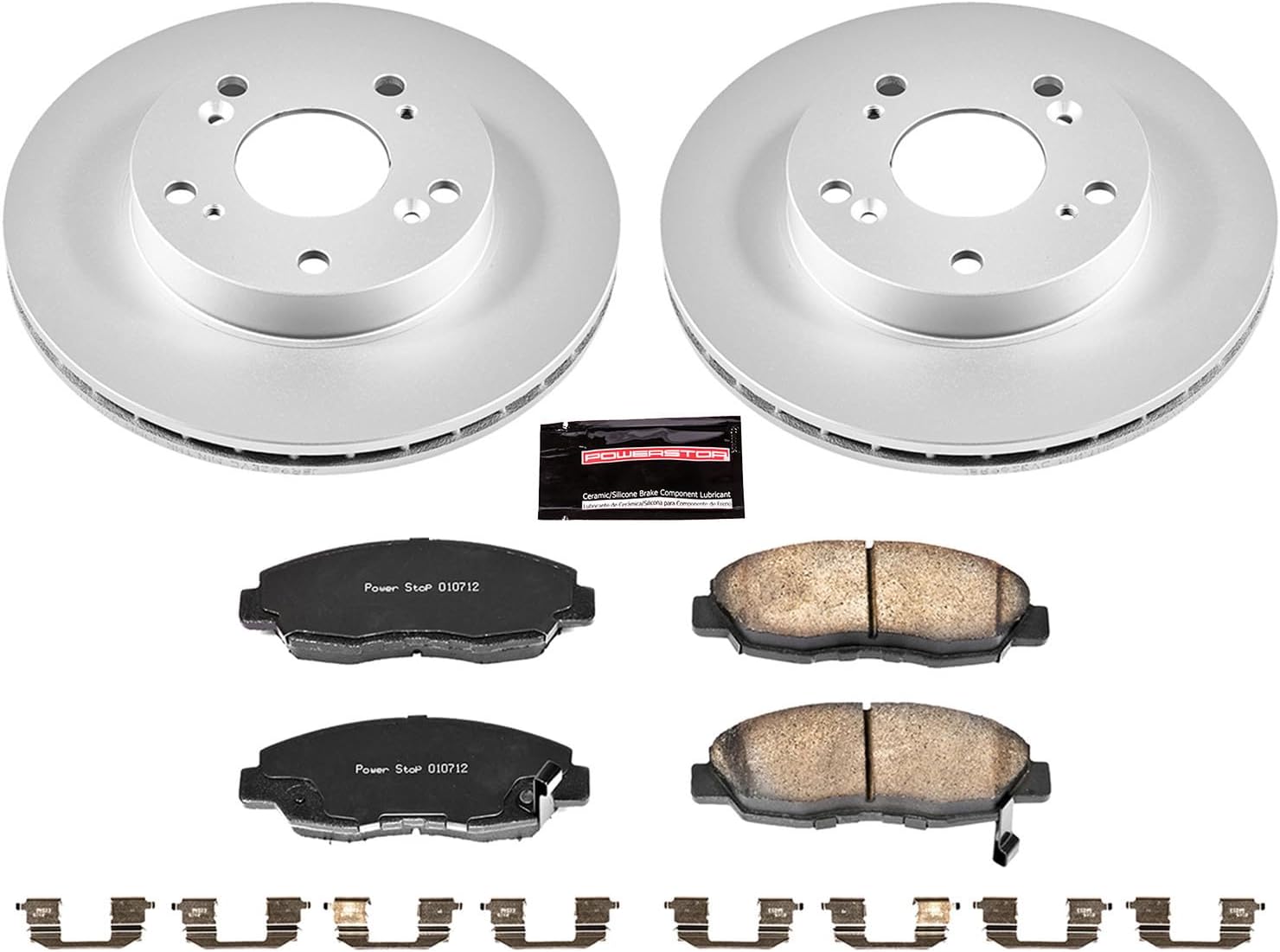 PowerStop Front Brake Kit for Honda Civic 2006-11 - Fully-Coated Disc Rotors with Z17 Ceramic Brake Pads Replacement, CRK2384