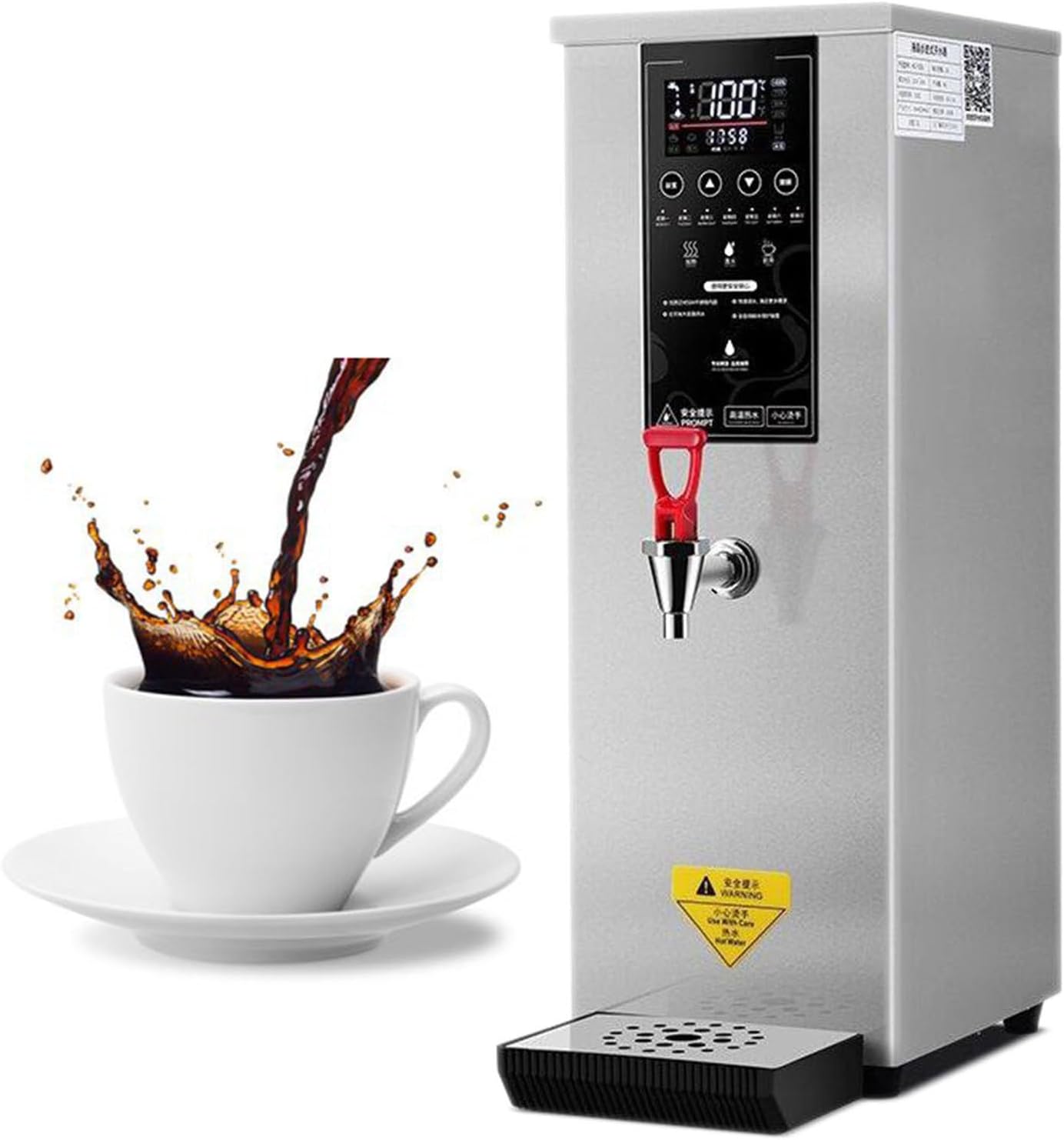 Commercial Hot Water Dispenser Stainless Steel Commercial Water Boiler 1000W Quick Heating 60L/H Output Commercial Water Machine for Office, Café, Tea, Catering Silver