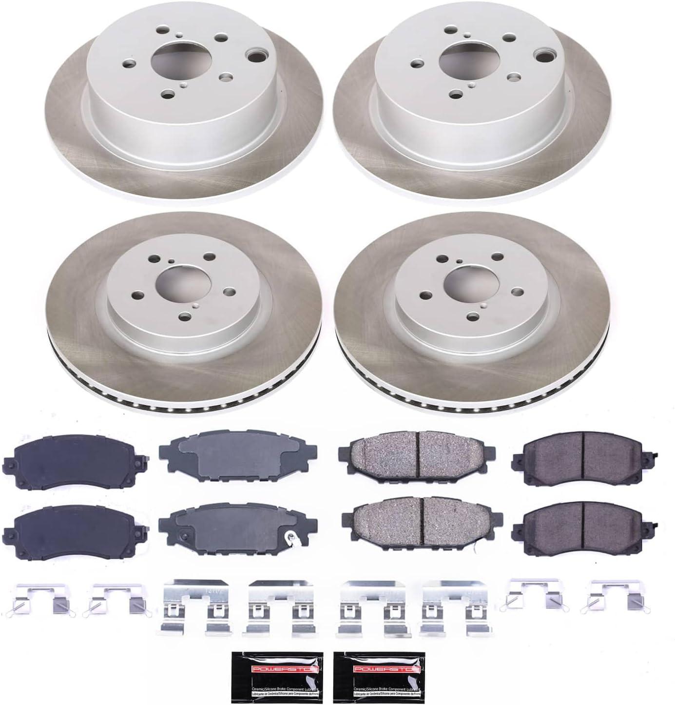 PowerStop Front and Rear Brake Kit for Subaru Crosstrek 2018-22 | Subaru Impreza 2017-22 - Ceramic Brake Pads + Semi Coated Rotors Replacement, SC7927