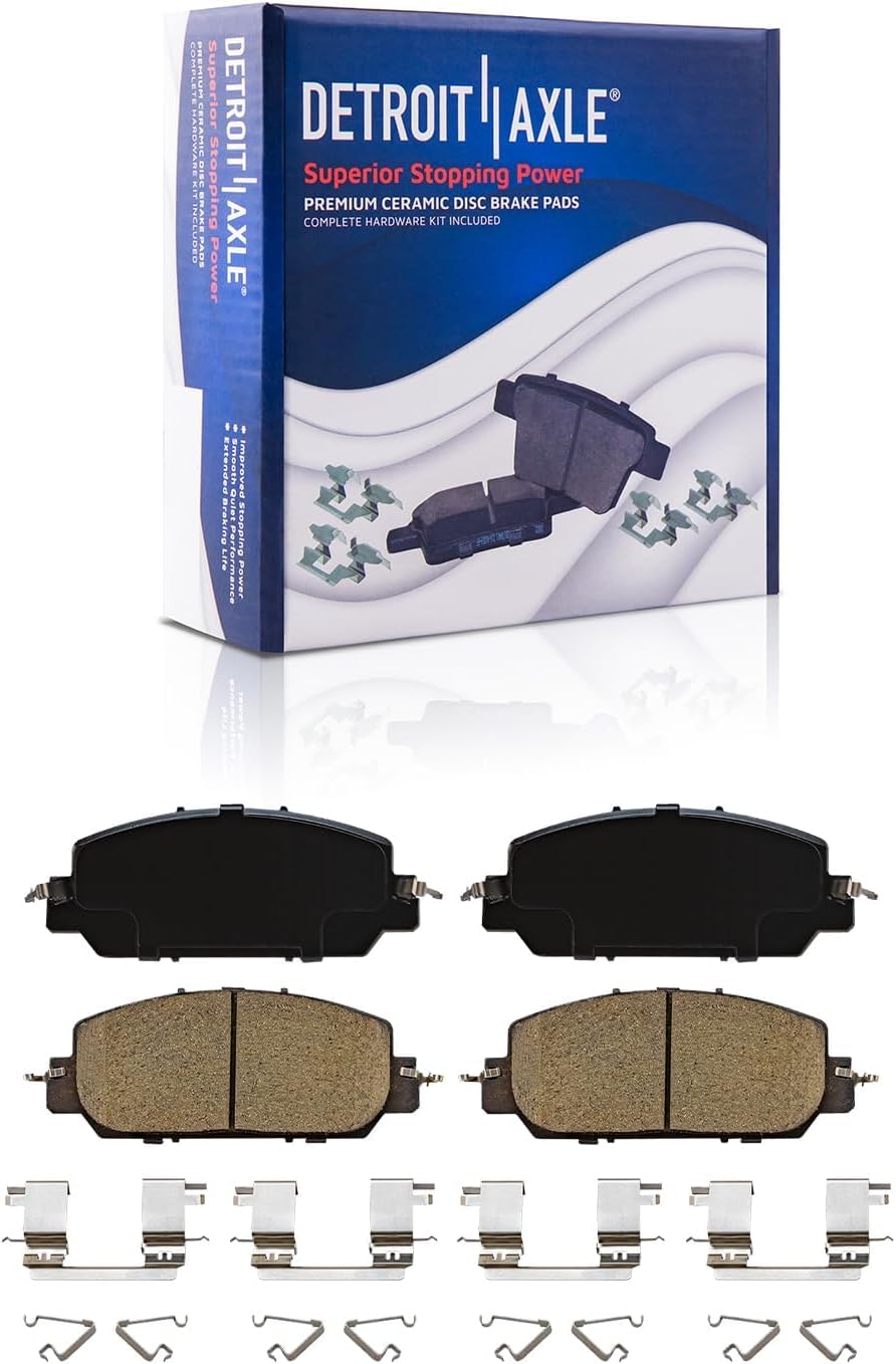 Detroit Axle - 10pc Brake Kit for 2017-2021 Honda Clarity Disc Brake Rotors Ceramic Brakes Pads with Hardware 2018 2019 2020 Replacement : 12.28' inch Front and 12.20' inch Rear
