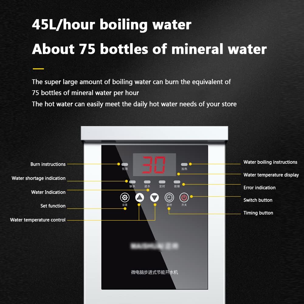 Hotel Bar Water Boiler, Commercial Milk Tea Shop Hot Water Boiler, with Temperature Display Timer Switch, Temperature Adjustable Water Boiler,35L/H
