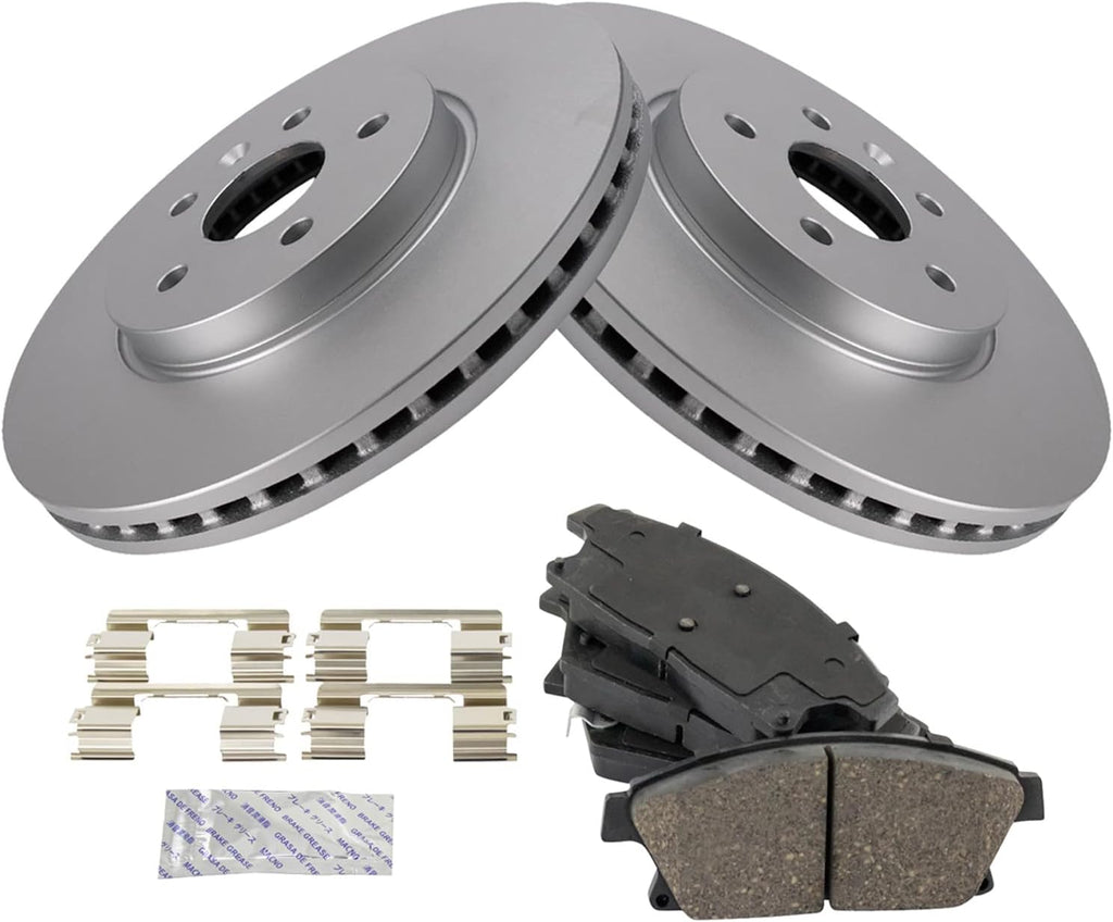 TRQ Front Brake Pad and Rotor Set Ceramic G Coated Vented Rotors Compatible with 2013-2017 Buick Encore 2015-2017 Chevrolet Trax
