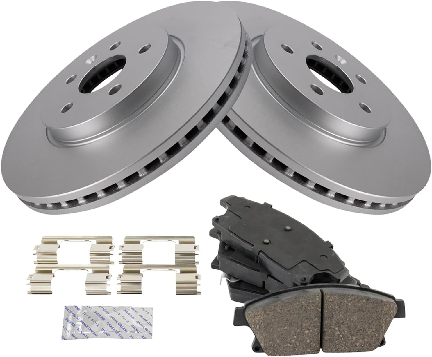 TRQ Front Brake Pad and Rotor Set Ceramic G Coated Vented Rotors Compatible with 2013-2017 Buick Encore 2015-2017 Chevrolet Trax