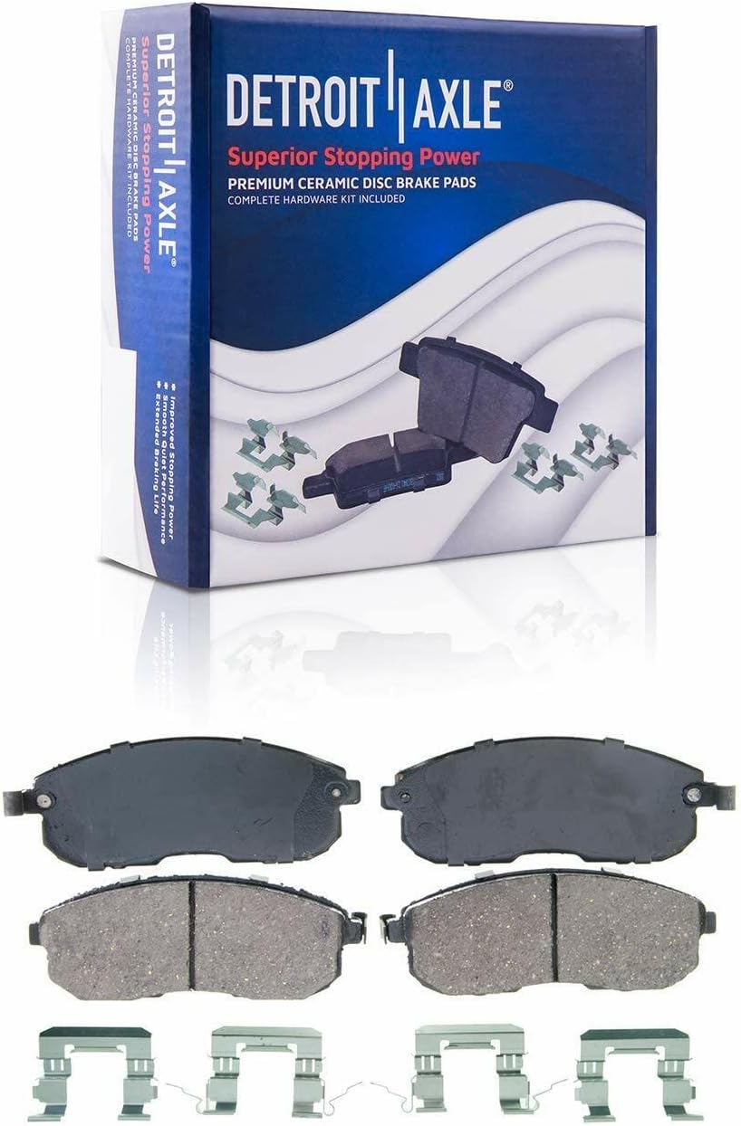Detroit Axle - Wheel Bearing Hubs Brake Kit for 2007-2013 Nissan Altima, Brake Rotors Ceramic Brake Pads Wheel Bearing Hubs Wheel Lug Nuts Front Rear 2008 2009 2010 2011 2012 Replacement