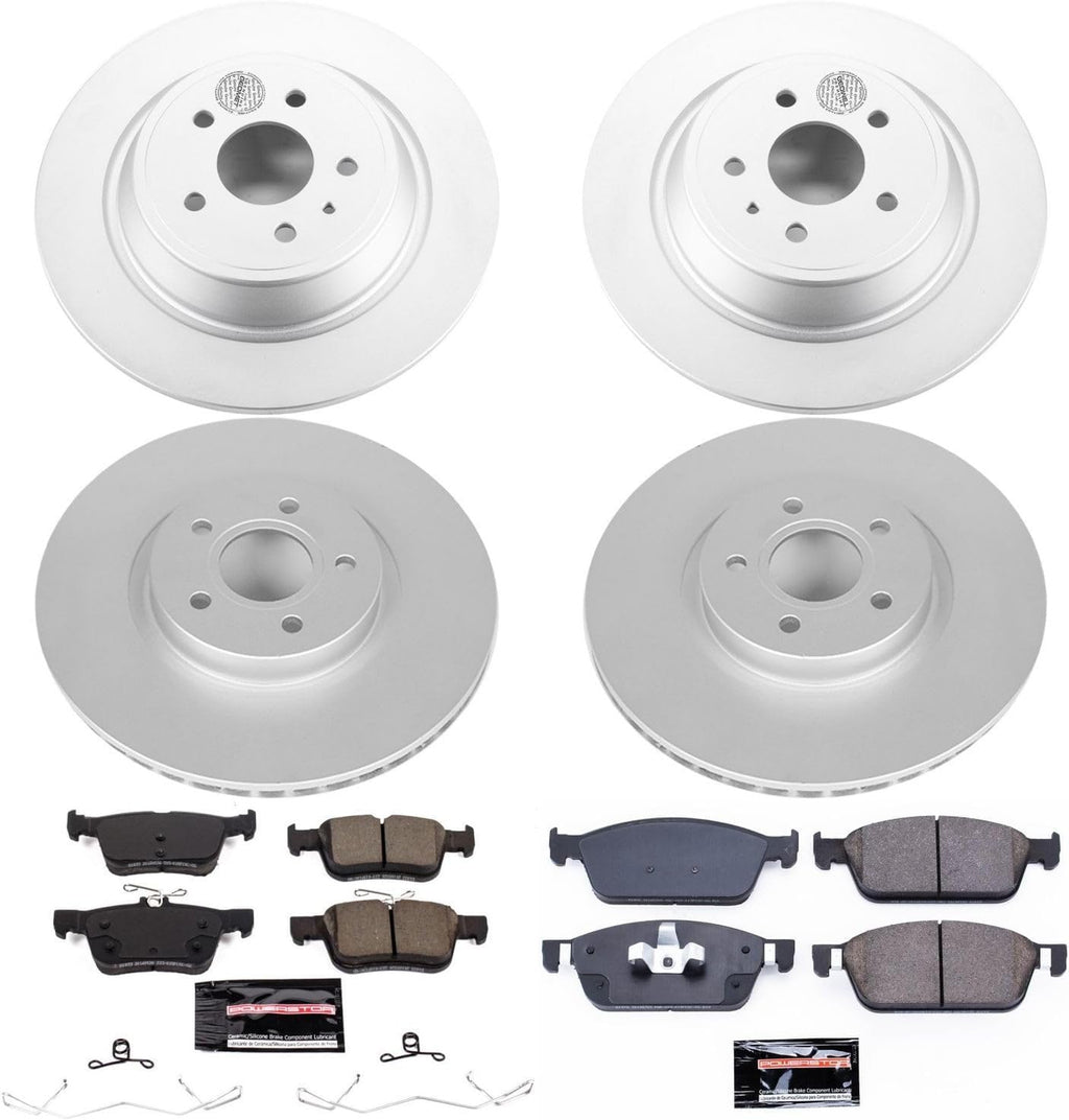 PowerStop Front and Rear Brake Kit for Ford Escape 2017-19 - Fully-Coated Disc Rotors with Z23 Carbon-Fiber Ceramic Brake Pads Upgrade, CRK7569