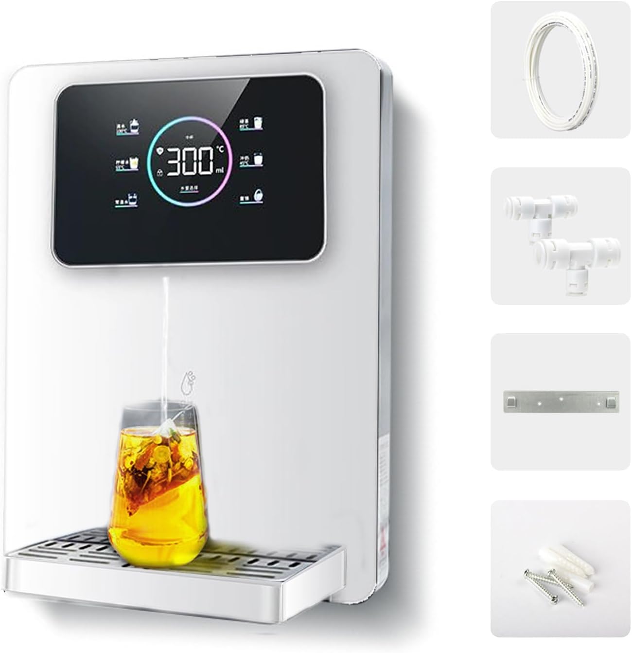 Instant Hot Water Dispenser Countertop for Rapid Heating, Adjustable 5 Temp & 3 Water Volume Dispense, Quick Heating with Touchscreen & Child Lock for Home(White)