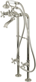 Kingston Brass CCK266K6 Kingston Freestanding Tub Faucet with Supply Line and Stop Valve, Polished Nickel