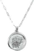 LOTUS STONE JEWELRY 23.5K Gold Vermeil Wax Seal Pendant, Coin Necklace for Women (Gold Vermeil)