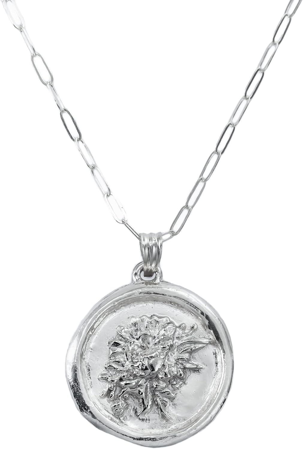 LOTUS STONE JEWELRY 23.5K Gold Vermeil Wax Seal Pendant, Coin Necklace for Women (Gold Vermeil)