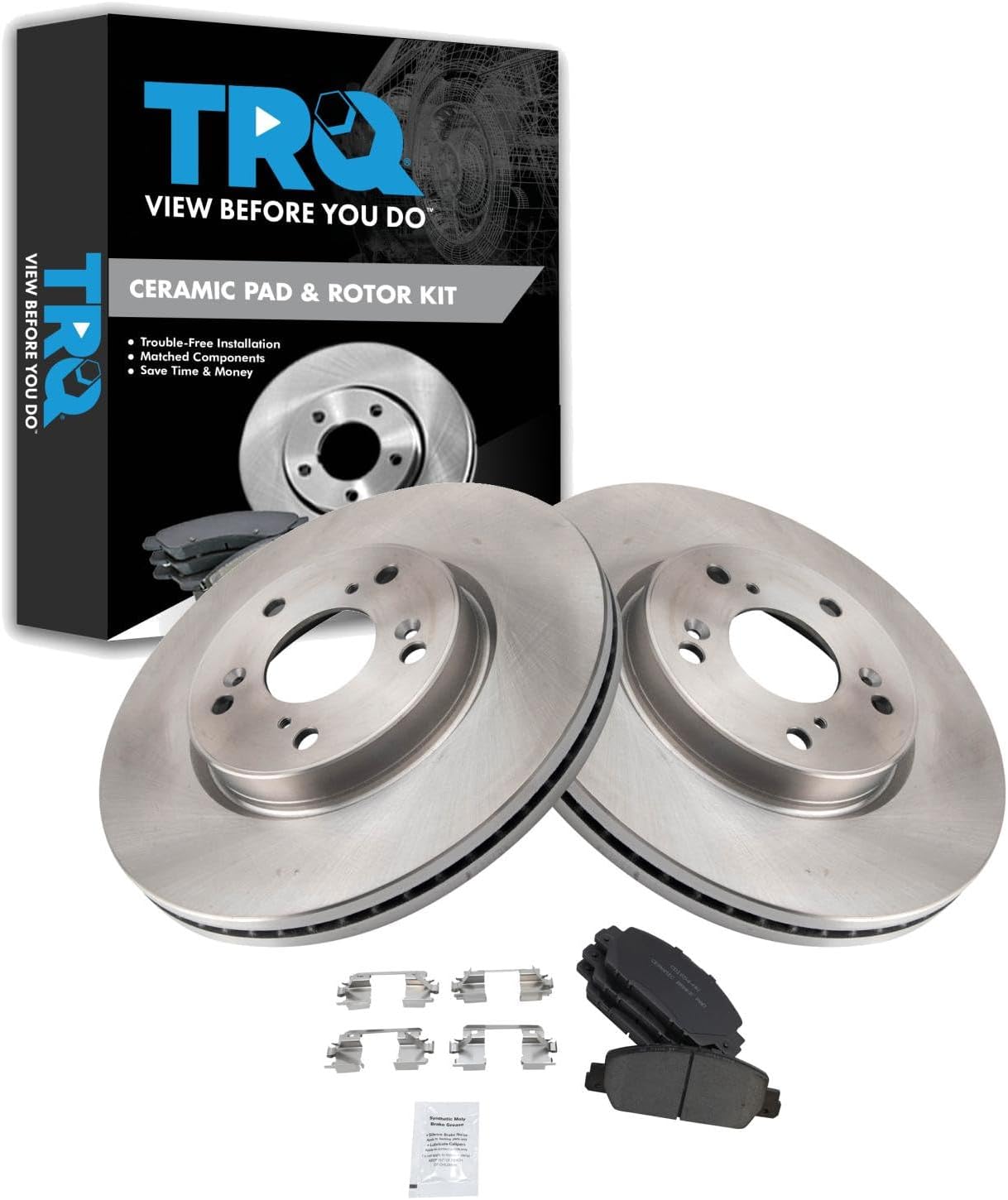 TRQ Front Brake Pad and Rotor Set Ceramic Compatible with 2016-2019 Honda HR-V