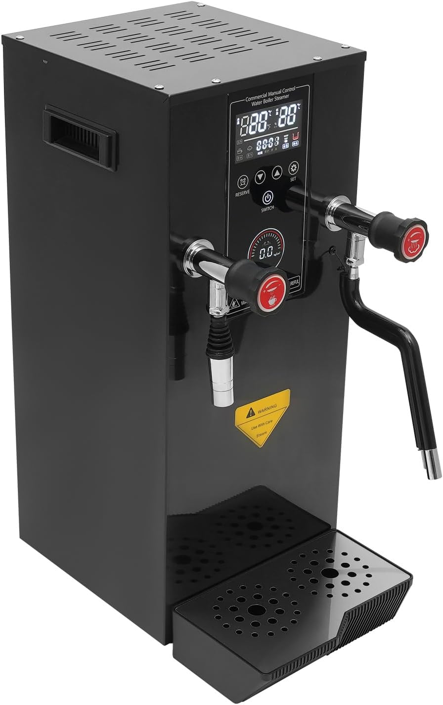 12L Commercial Hot Water Dispenser, 3000W Stainless Steel Water Boiler Electric Countertop Hot Drinking Machine with Timer & Fast Heating for Boba Tea Coffee Office Restaurant Hotel (Black)