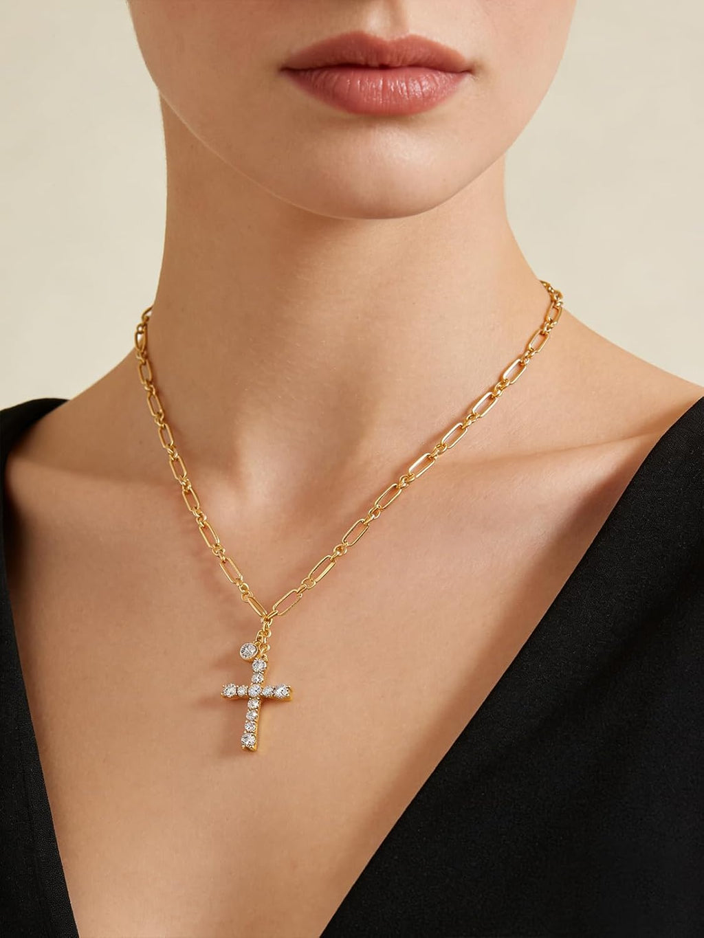 Cross Necklace for Women 14K Gold Birthstone Anniversary Birthday Gift for Wife Mom Protection Christian Jewelry Adjustable Chain