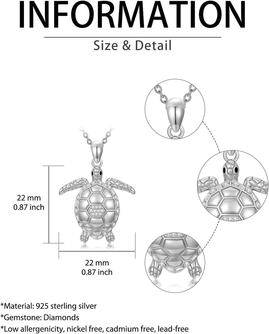 ZBA Natural Diamond Animal Necklaces for Women, 18k Gold Plated 925 Sterling Sliver Fine Jewelry Meaningful Gifts (Color F-G/Clarity I1-I2)