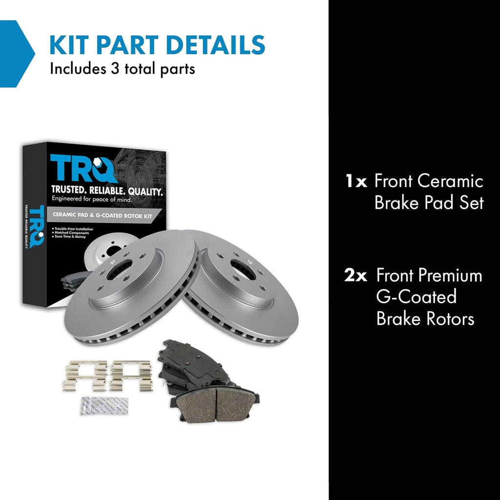 TRQ Front Brake Pad and Rotor Set Ceramic G Coated Vented Rotors Compatible with 2013-2017 Buick Encore 2015-2017 Chevrolet Trax