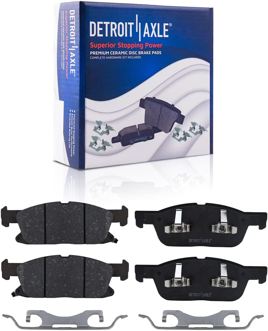 Detroit Axle - 10pc Brake Kit for 2016 2017 2018 Lincoln MKX, Drilled Slotted Disc Brake Rotors Ceramic Brakes Pads Replacement : 13.58' inch Front and 12.44' inch Rear Rotors