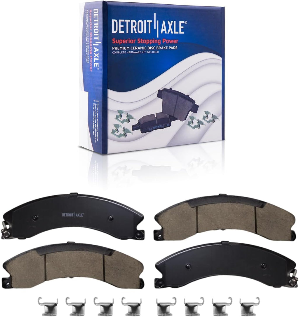 Detroit Axle - Brake Kit for 15-19 Chevy Silverado 3500 HD, 16-19 GMC Sierra 3500 HD, Disc Brake Rotors Ceramic Brakes Pads Replacement : 13.98' inch Front and Rear Rotor