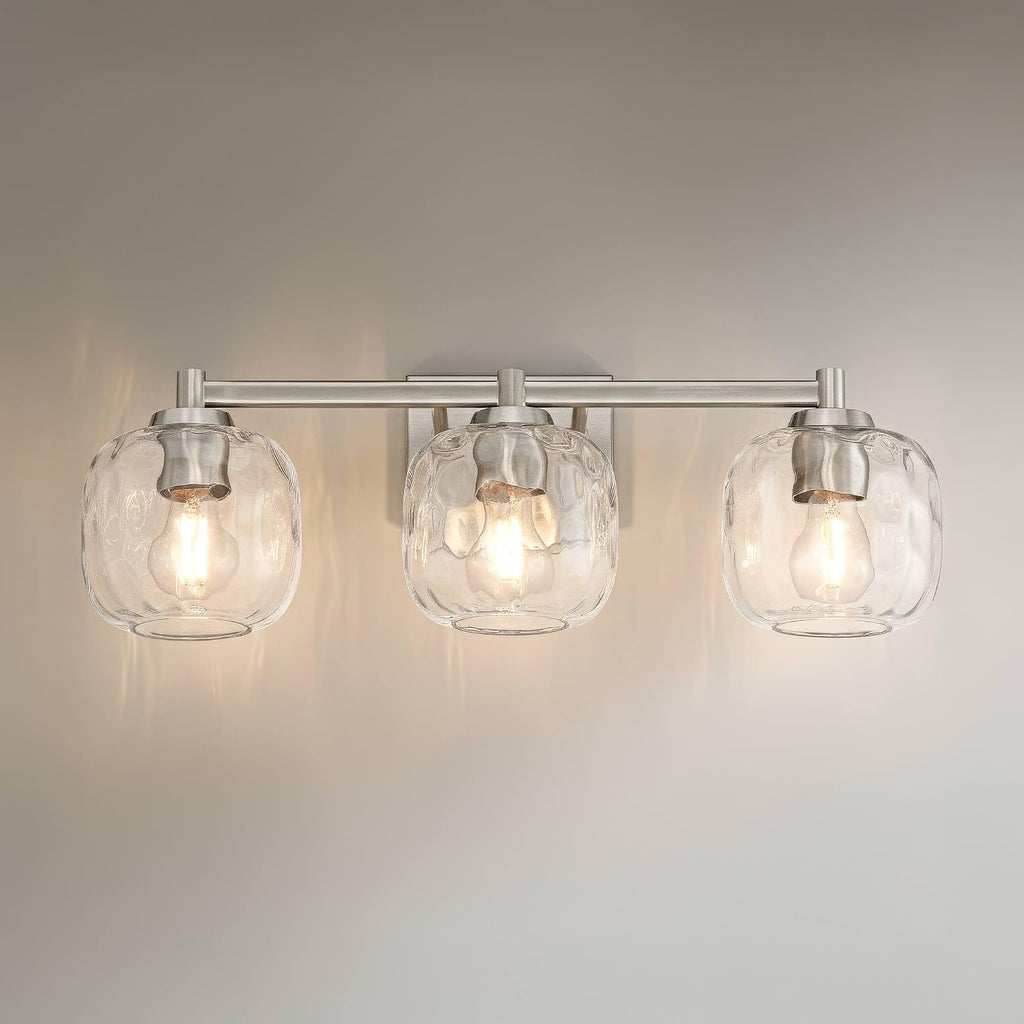 Possini Euro Design Possini Euro Mio 23' W Brushed Nickel Water Glass 3-Light Bath Light
