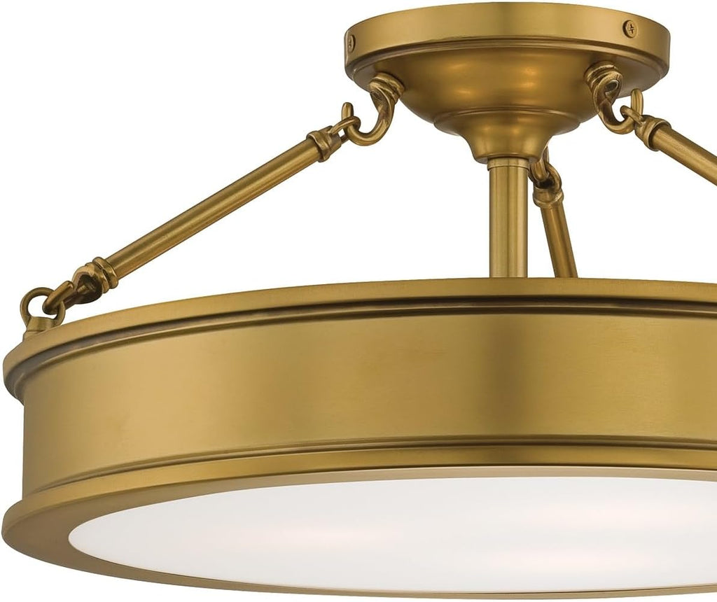 Minka Lavery 4177-249 Harbour Point Semi-Flush, 3-Light, 300 Total Watts, 19-in H x 9.75-in W, Liberty Gold