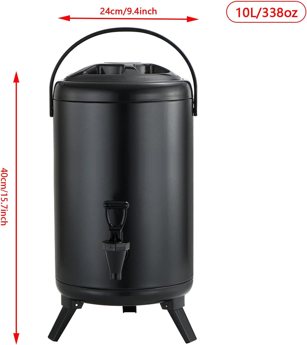 Stainless Steel Insulated Beverage Dispenser 10 Liter/2.64 Gallon with Spigot for tea, coffee, cold milk, water, juice in parties, offices, weddings (10 Liter/2.64 Gallon)