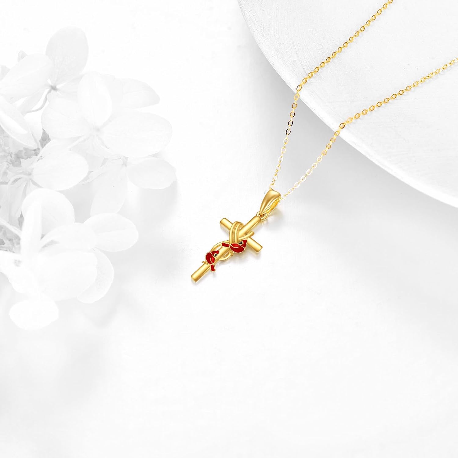 KECHO 14k Real Gold Cross Jewelry Gifts for Mother Grandma Sister Cross Pendant Necklace for Women