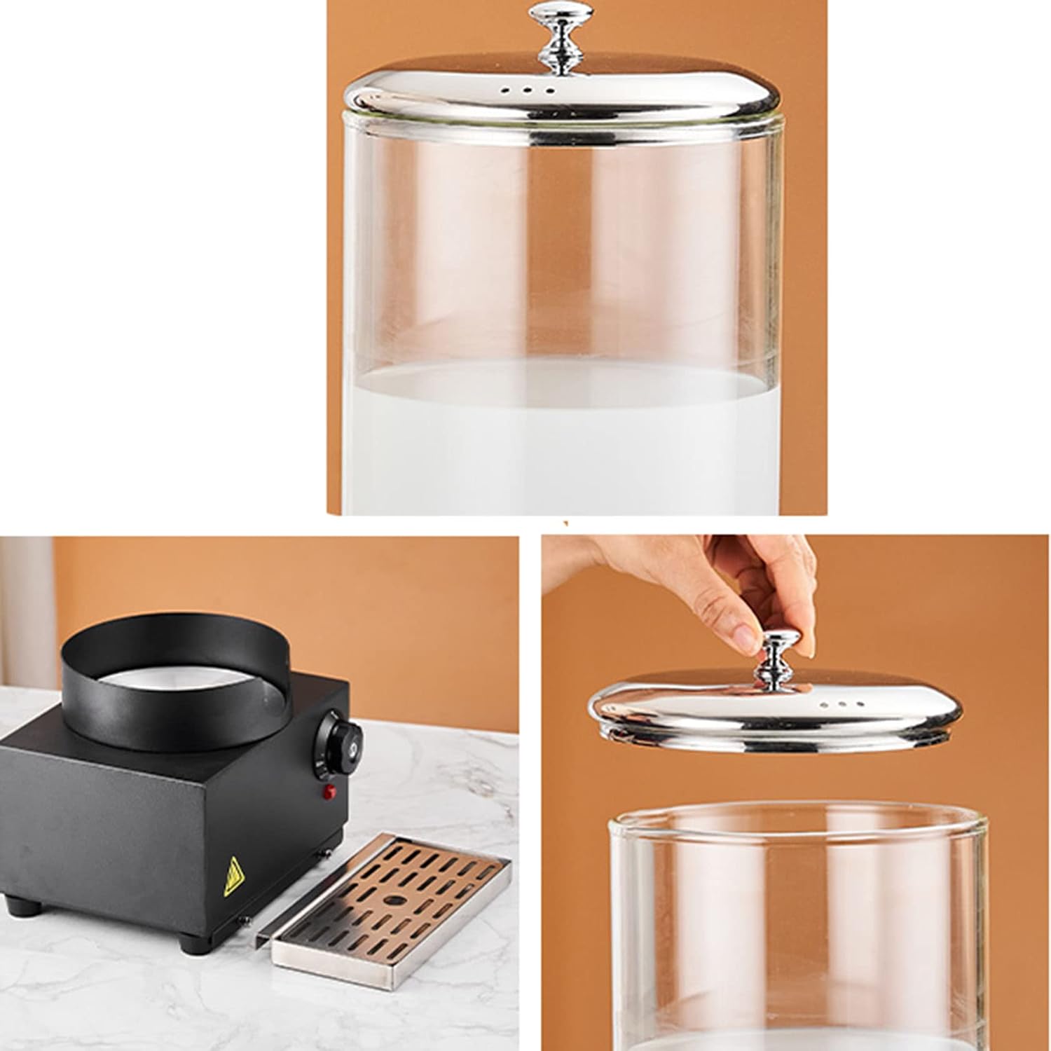Electric Insulated Drink Dispenser, Beverage Dispenser with Spigot for Hot Tea, Coffee, Cold Milk, Water, Juice, Cafeteria,Transparent style-7L