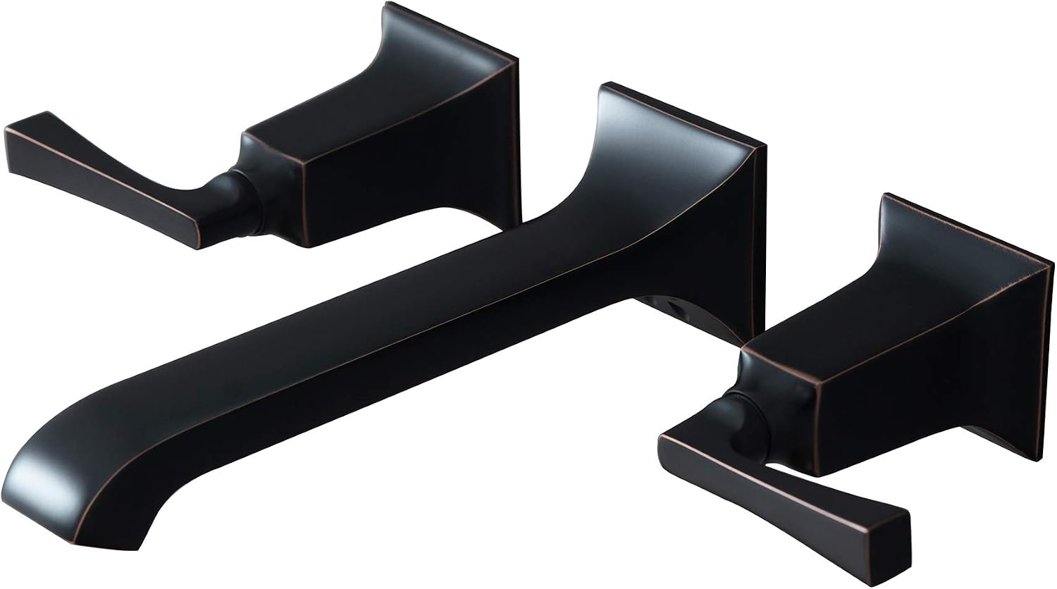SITGES Bathroom Wall Faucet, Heavy Duty, Brass Constructed Wall Mount Faucet with Metal Lever Handles, Rough in Valve Included (Oil Rubbed Bronze)