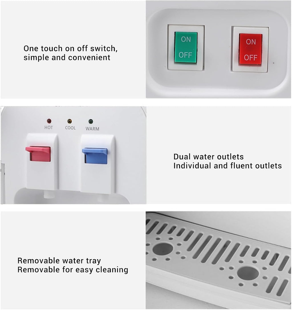 Yosoo Hot Cold Water Dispenser, Professional Dual Use Safe Efficient Small Countertop Water Cooler for Home and Office Stainless Steel Liner Heating