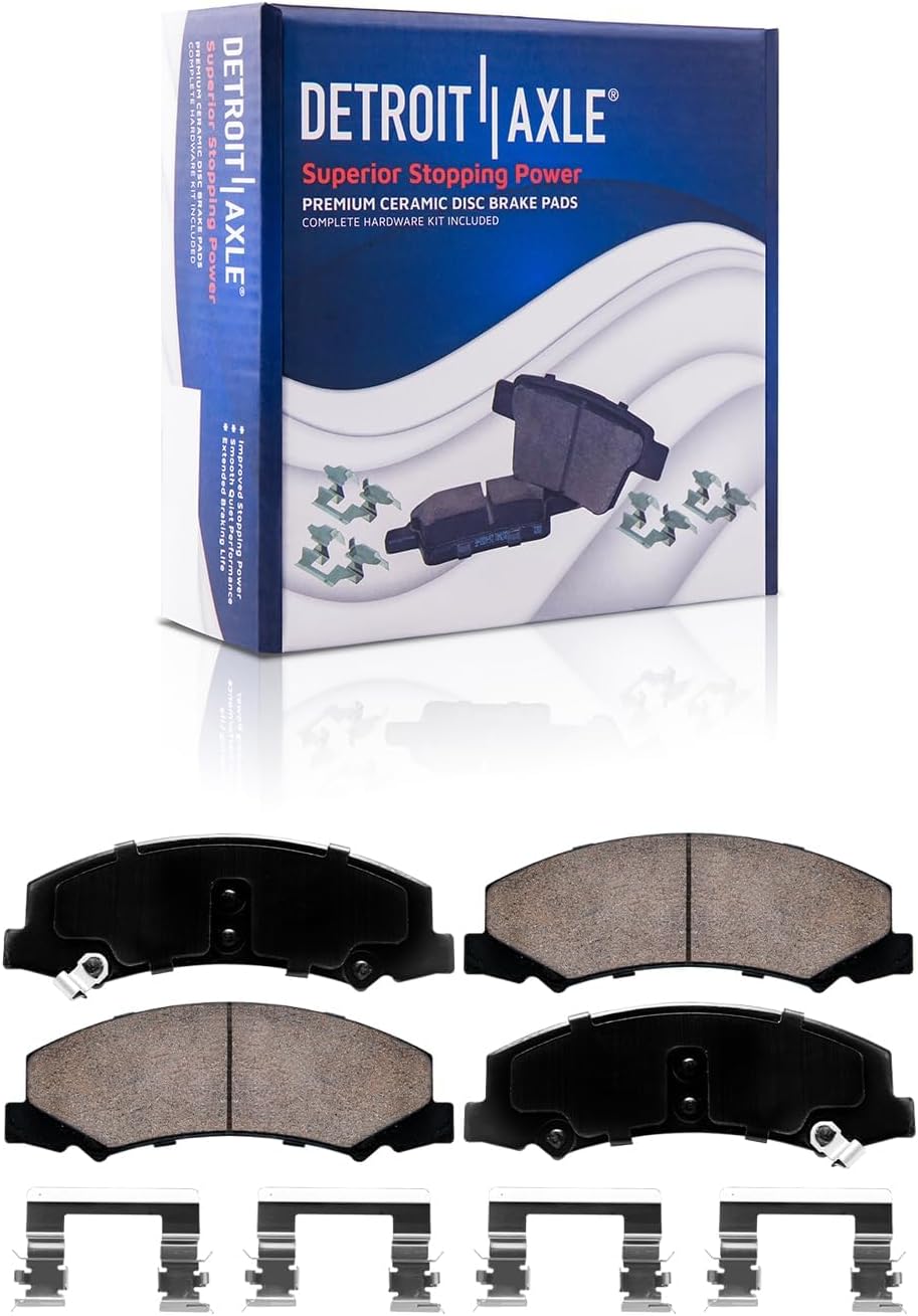 Detroit Axle - Front Wheel Bearing Hubs and Drilled Slotted Brake Kit Rotors w/Ceramic Pads for 06-11 Cadillac DTS SEDAN - [12-13 Chevy Impala] - 06-11 Buick Lucerne V8 - [08-09 LaCrosse/Allure V8]