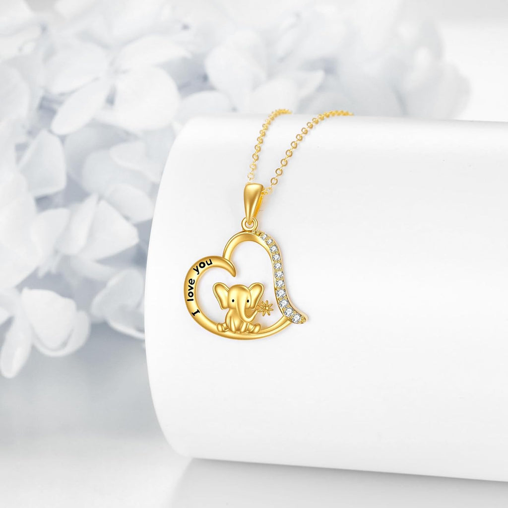 KECHO Christmas Gifts 14k Solid Gold Animals Necklace for Women Giraffe Bee Elephant Ladybug Koala Axolotl Horse Unicorn Cat Necklaces Pendant Jewelry Mothers Day Birthday for Mom Wife Friends
