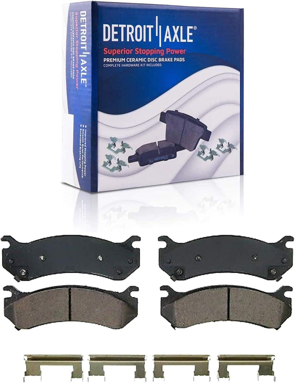 Detroit Axle - Brake Kit for Chevy Silverado 1500 Tahoe GMC Sierra 1500 Yukon Cadillac Escalade, Front Rear Drilled Slotted Brake Rotors Ceramic Brake Pads Wheel Lug Nuts Socket Keys Replacement