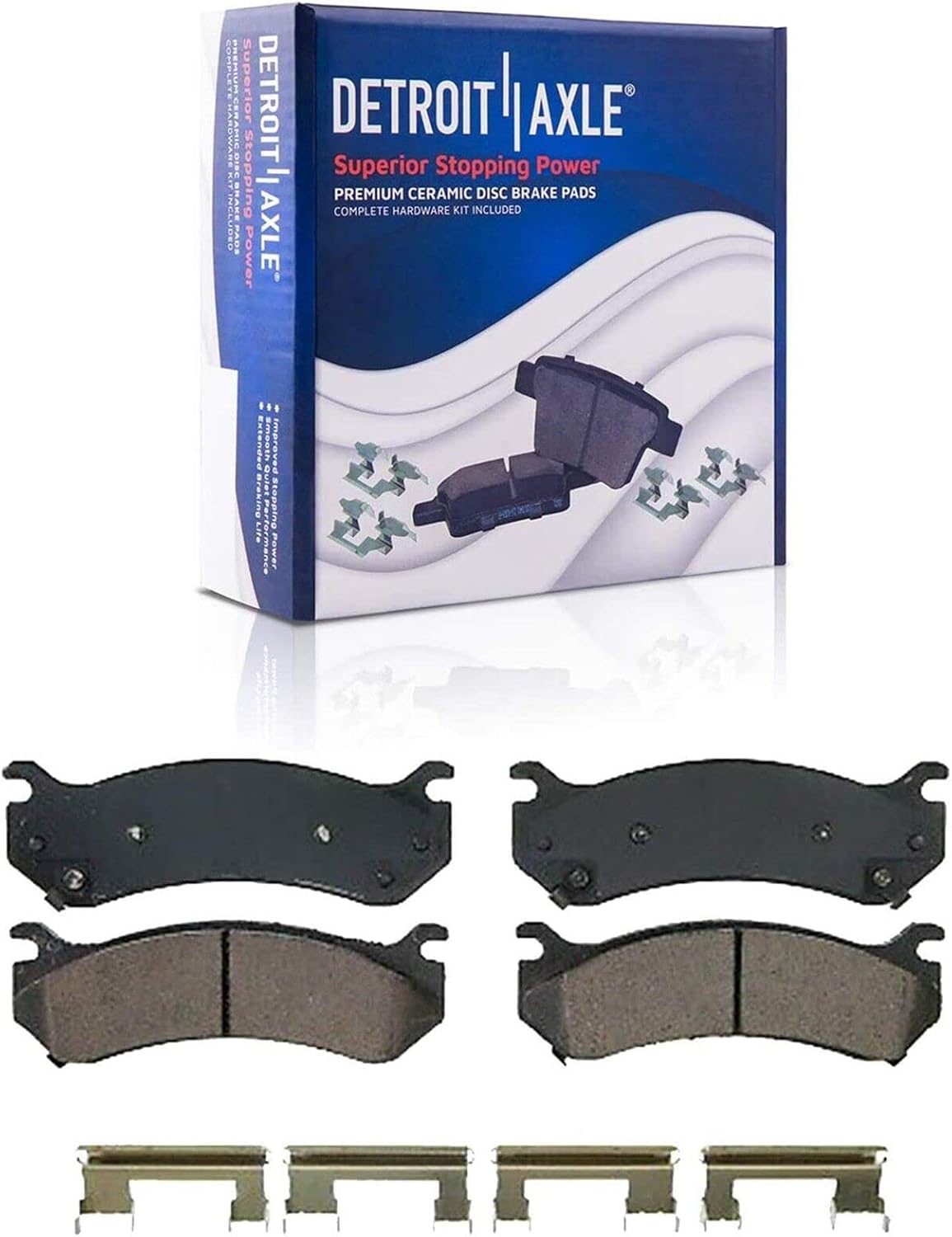 Detroit Axle - Brake Kit for Chevy Silverado 1500 Tahoe GMC Sierra 1500 Yukon Cadillac Escalade, Front Rear Drilled Slotted Brake Rotors Ceramic Brake Pads Wheel Lug Nuts Socket Keys Replacement