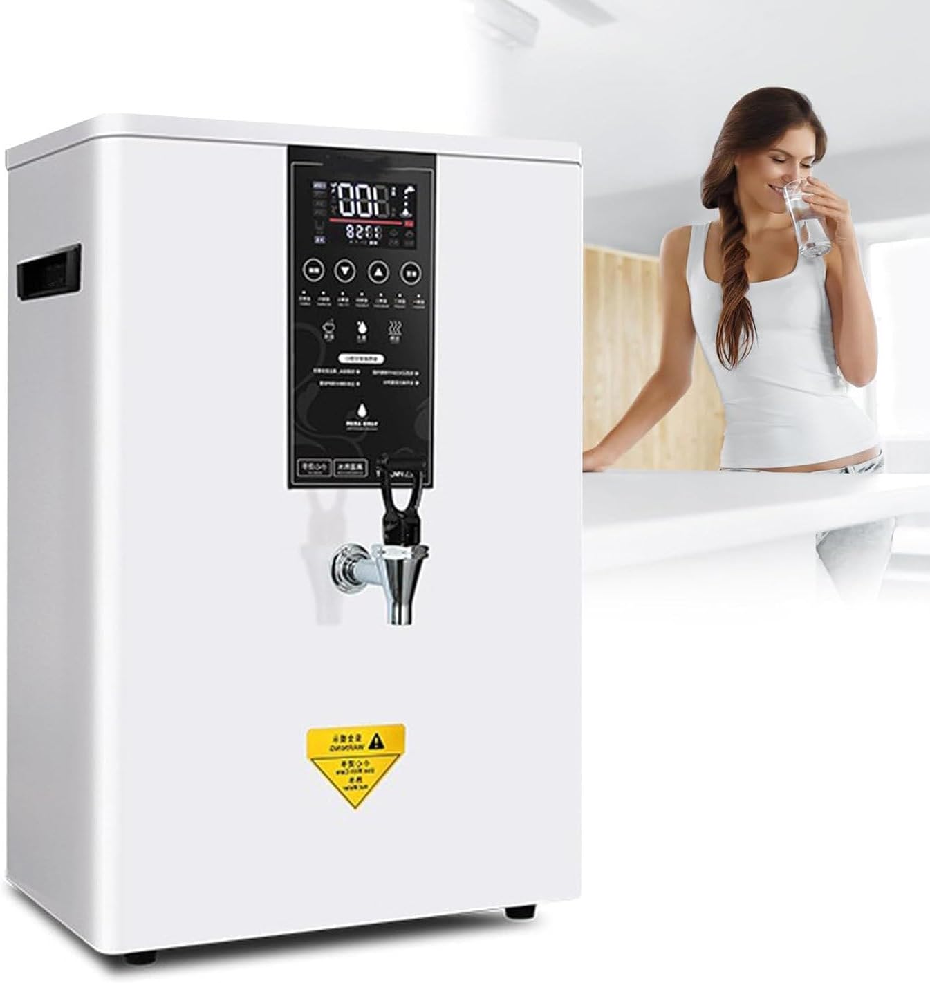 Instant Hot Water Dispenser, Wall-Mounted Hot Water Dispenser, Automatic Commercial Water Boiler with LCD Display for Coffee Home Office,White-50L/H