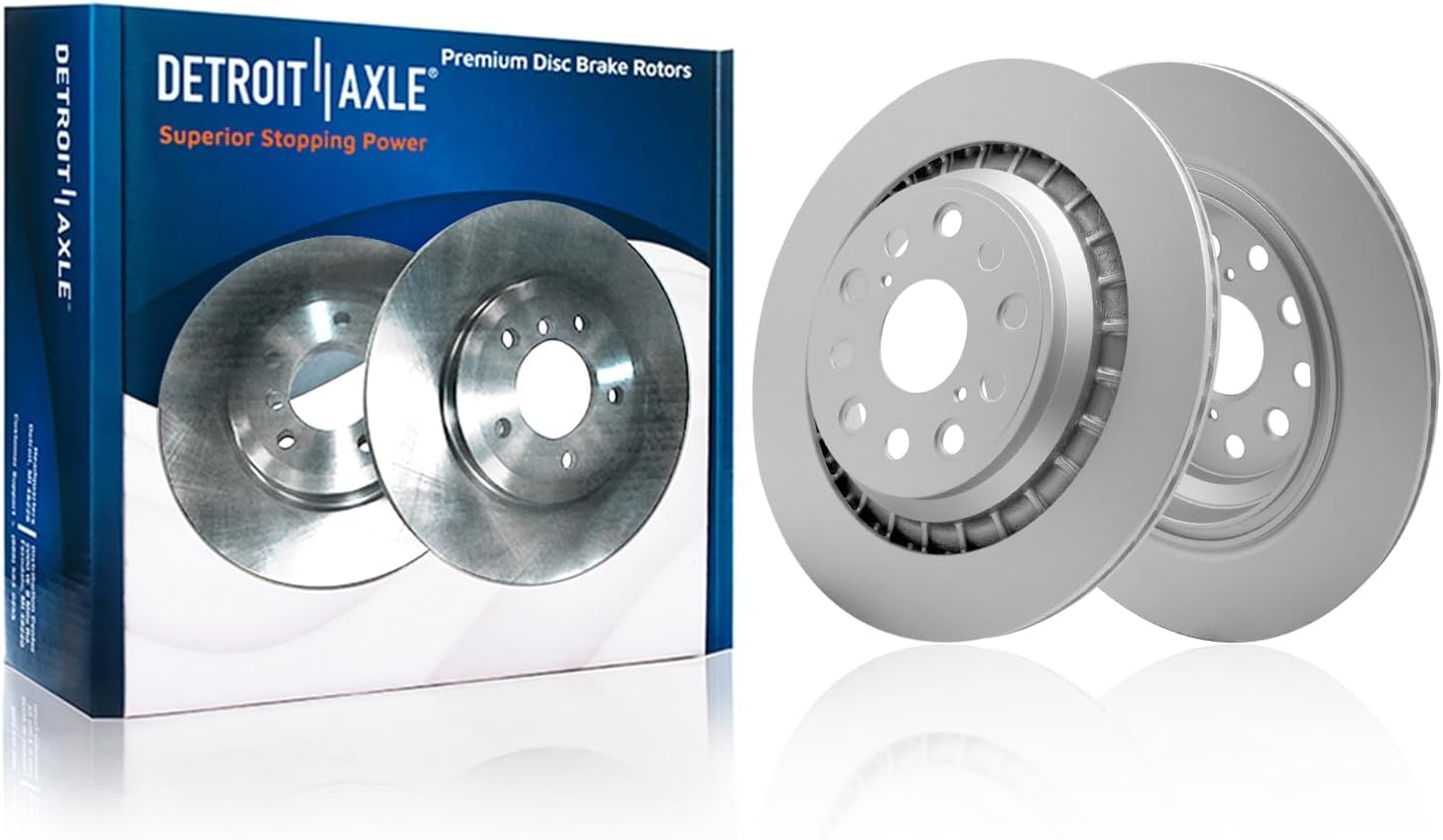 Detroit Axle - 8pc Brake Kit for 2018-2025 Lexus LS500 LS500h, Disc Brake Rotors Ceramic Brakes Pads 2019 2020 2021 2022 2023 2024 Replacement : 14.06' inch Front and 13.19' inch Rear Rotor