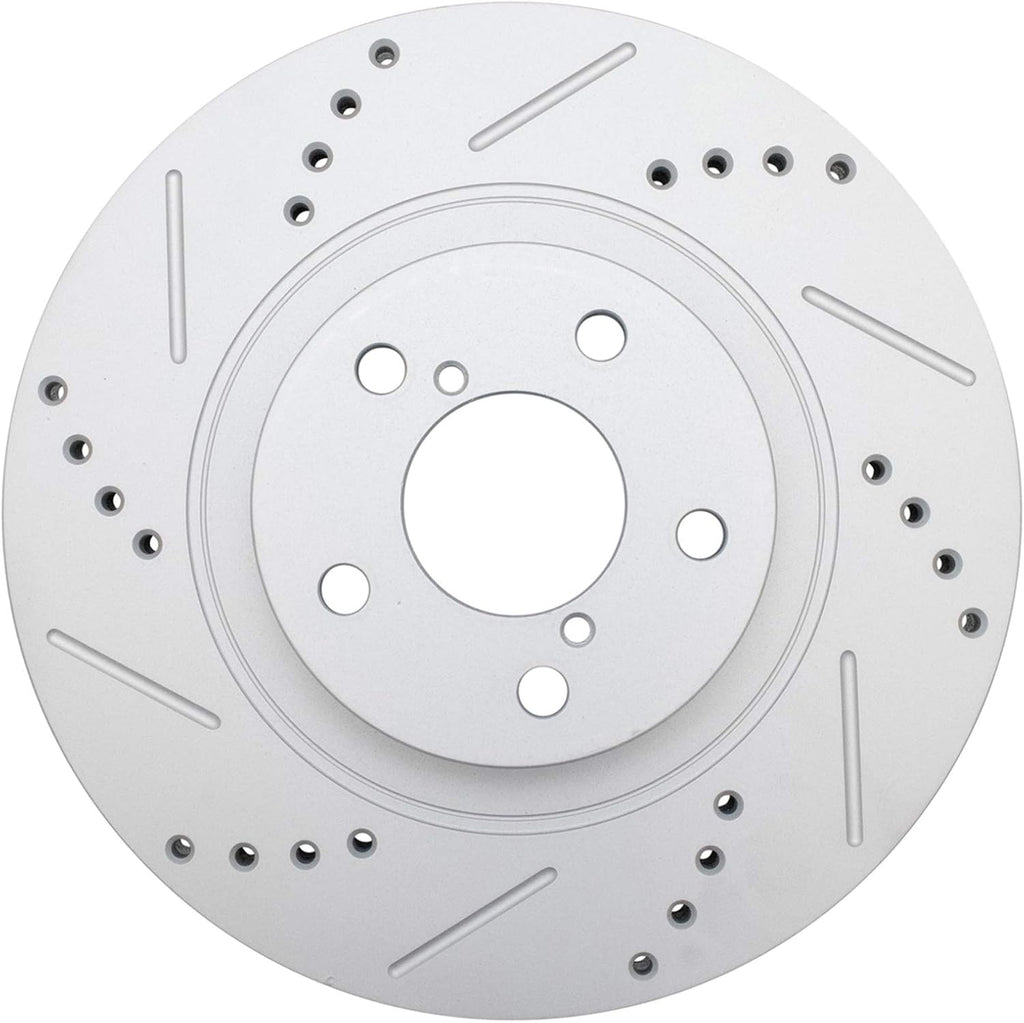 TRQ Front Brake Pad & Rotor Kit Premium G-Coated Ceramic Performance Slotted X Drilled Compatible with 13-16 Scion 11-19 Subaru 17-19 Toyota