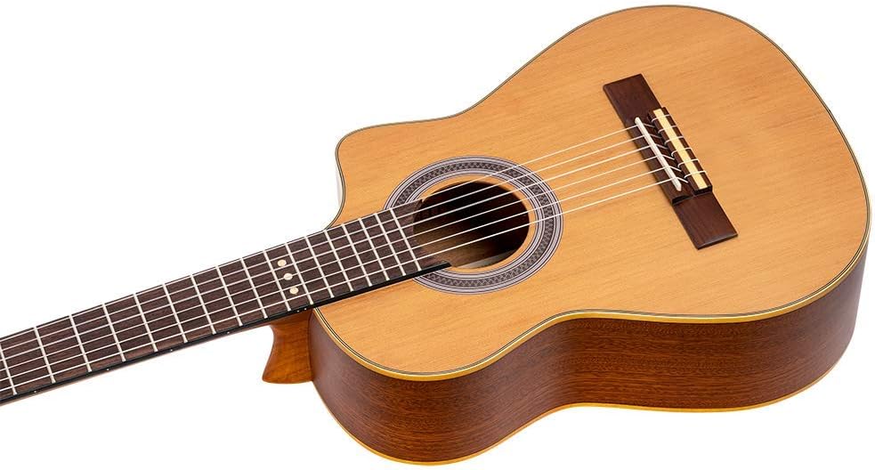 RQ39E Ortega Guitars Requinto Series Pro Solid Top Acoustic-Electric Nylon String Guitar w/Bag