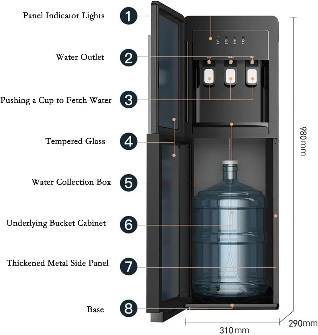 Water Dispenser Electric Water Dispenser Vertical Living Room Integrated Cooling and Heating Machine Gadgets for Home Water Bottle Water Cooler Dispenser(Ice-Warm-Hot-E)