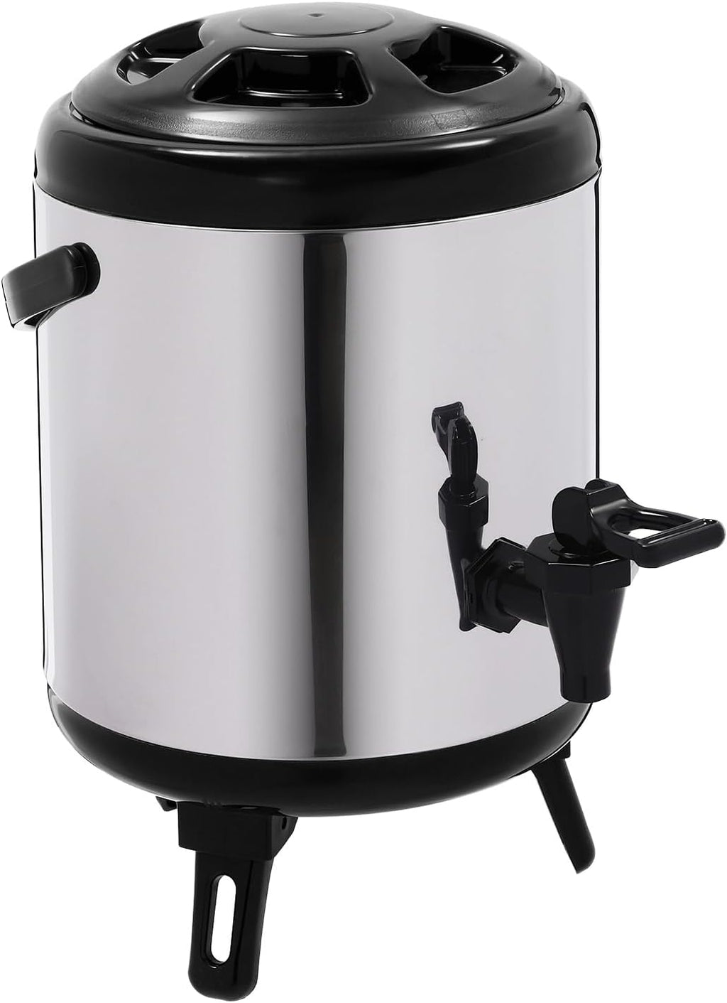 Hot Water Dispenser, 6L Thermal Bucket, Stainless Steel Insulated Beverage Dispenser, Coffee Urn Kettle Boiler Warmer For Outdoor Picnics, Travels, Cafes, Buffets(Black+silver)