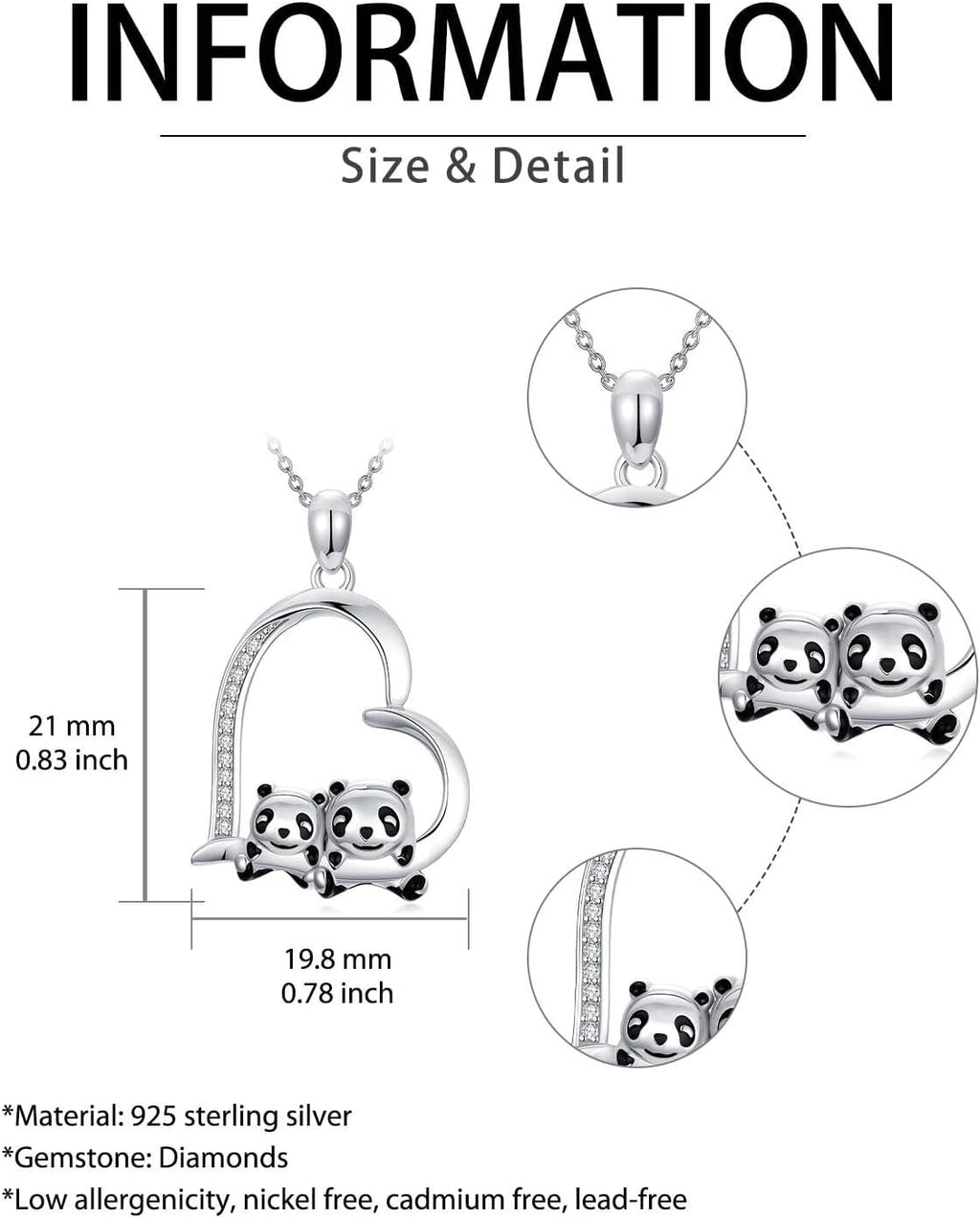 ZBA Natural Diamond Animal Necklaces for Women, 18k Gold Plated 925 Sterling Sliver Fine Jewelry Meaningful Gifts (Color F-G/Clarity I1-I2)
