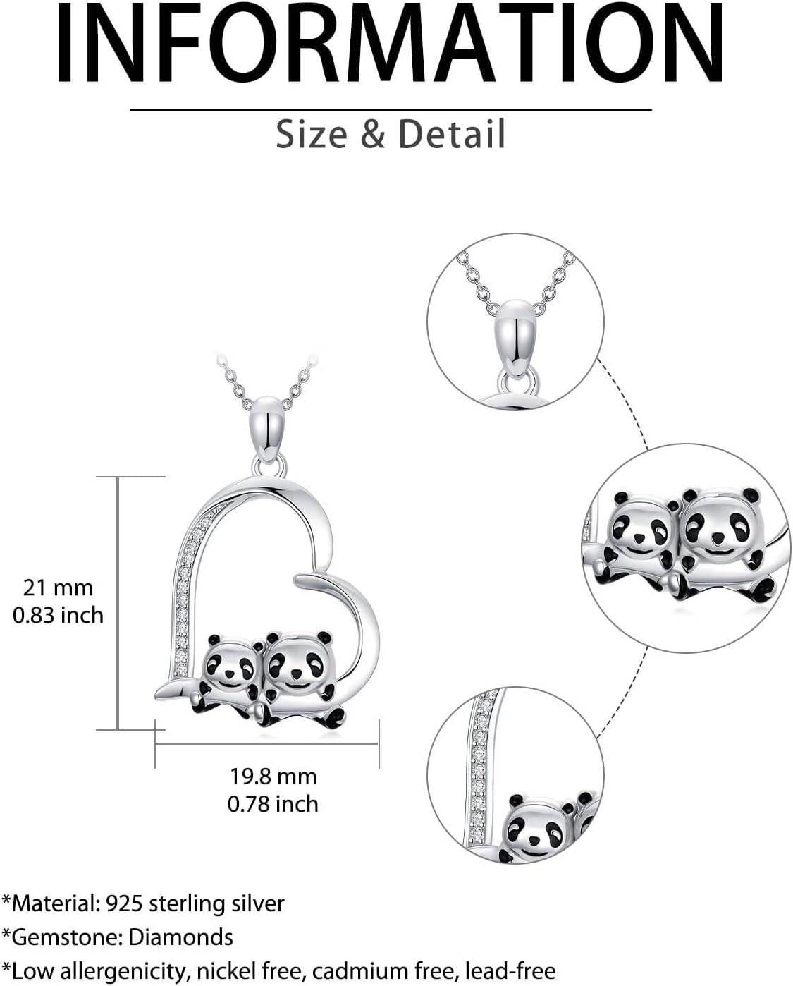 ZBA Natural Diamond Animal Necklaces for Women, 18k Gold Plated 925 Sterling Sliver Fine Jewelry Meaningful Gifts (Color F-G/Clarity I1-I2)
