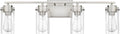 ML Lighting | Serena Collection | 10304-BN | 4 Light Vanity in Brushed Nickel Finish with Clear Ribbed Glass Shade | Versatile Design That adds High-End Texture and Elegance to Your Bathroom