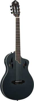 Ortega TourPlayer Standard Thinline Crossover Nylon-String Electric Guitar w/Pro gig bag, Satin Black (RTPSTD-SBK)