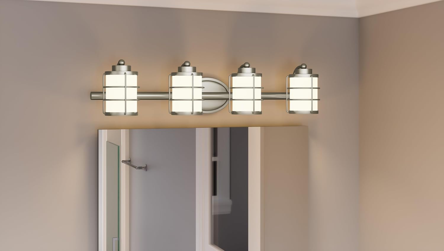 Quoizel Hazlett 4-Light Brushed Nickel Vanity Light