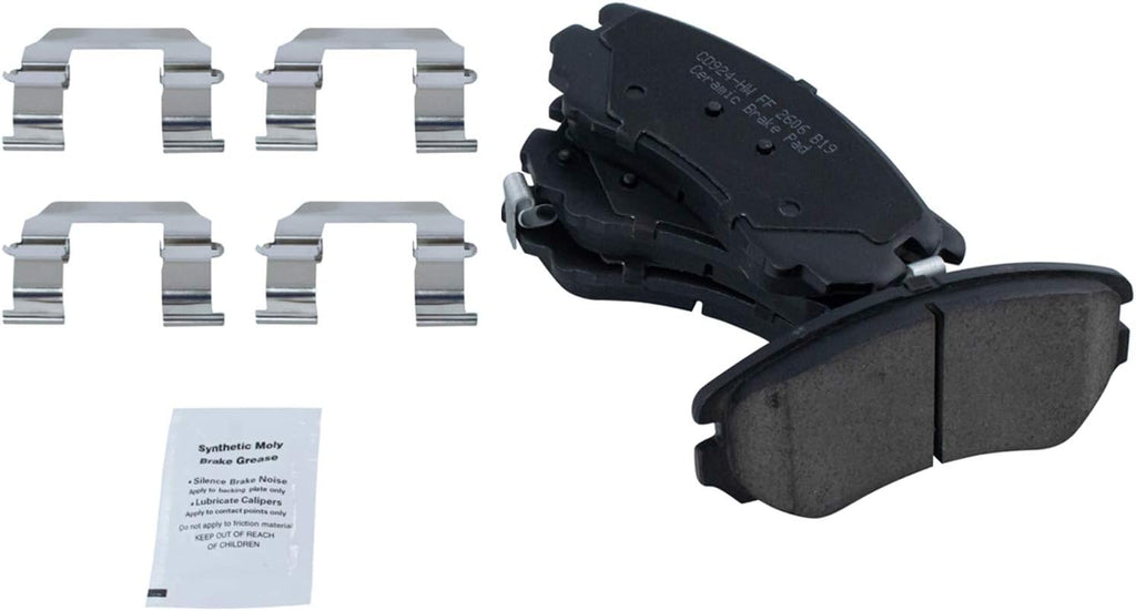 TRQ Front and Rear Brake Pad and Rotor Set Ceramic Vented Solid Rotors Compatible with 2003-2008 Hyundai Tiburon