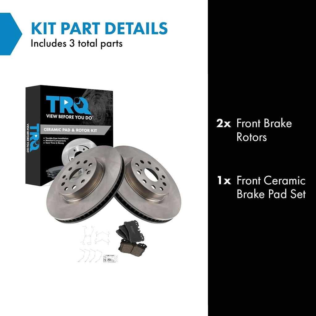 TRQ Front Brake Pad and Rotor Set Ceramic Vented Rotors Compatible with 2007-2017 Lexus LS460